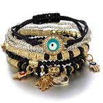 Shining Diva Fashion Latest Stylish Evil Eye Multilayer Bangle Bracelet for Women and Girls (14690b)(Black)