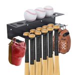 KishYa Baseball Bat Holder, Baseball Bat Wall Mount, Baseball Bat Holder For Wall, 6 Prongs Steel Bat Rack Holds Up to 10 Bats and 5 baseballs, Dugout Bat Holder For Dugout Fence Or Mounts On Wall