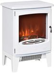 HOMCOM Electric Fireplace Stove, Free standing Fireplace Heater with Realistic LED Flame Effect, Overheat Safety Protection, 900W/1800W, White