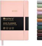 And Per Se 2025 Planner-Daily, Weekly & Monthly Hardcover Planner, 5.7" x 8", Daily Schedule, Monthly Tabs, 100 GSM Thick Paper, Leather Cover, Back Pocket，A5 Size(Pink)