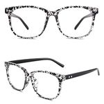 GQUEEN Retro Fake Glasses UV400 Horn Rimmed Clear Lens Glasses for Women Men PE1