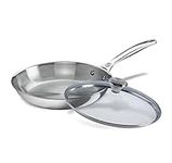 Le Creuset 10 Inch Stainless Steel Frypan Bundle with Glass Lid SS Knob