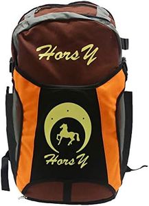 UNISTRENGH Professional Horse Riding Boot Bag Helmet Bag Parent-Child Equestrian Horse Riding Backpack with Hat Compartment, Unisex, Brown, for Child(17.3''L*9.8''W)