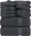Utopia Towels 8 Piece Premium Towel Set, 2 Bath, 2 Hand, and 4 Wash Cloths, 600 GSM 100% Ring Spun Cotton Highly Absorbent Towels for Bathroom, Gym, Hotel, and Spa, Grey