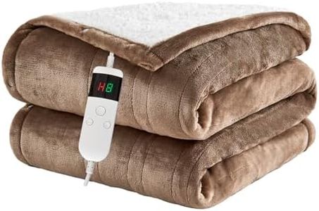 Heated Blanket Electric King, 100"x90" Soft Flannel Heating Blanket with 8 Hours Auto Off 10 Fast Heating Levels Machine Washable Sherpa Heated Throw Blanket with Overheating Protection