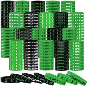 Sosation Mental Health Awareness Bracelet Faith Courage Hope Strength Silicone Wristband Green Awareness Bracelets, one size, Silicone, silicone