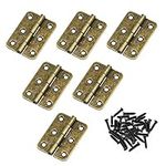 JJWNMLL 6 pcs Retro Door Hinges 2 inch Folding Butt Hinges Thickened Timber Door Hinge with 38 PCS Antique Hinge Screws for Home Furniture Hardware Cabinet Closet Door Drawer Wood Box (Ancient Bronze)