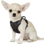 Eagloo Dog Harness No Pull, Walking Pet Harness with 2 Metal Rings and Handle, Adjustable Reflective Breathable Oxford Soft Vest Easy Control Harness for Small Medium Large Dogs, Black, XS