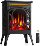 Joy Pebble Electric Fireplace Stove, 1500W 3s Fast Heating, 17" Infrared Fireplace Heater, Remote Control & 8H Timer, Adjustable Flame Color and Brightness, Overheat Protection, ETL Certified