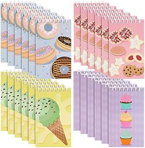 BLUE PANDA 24 Pack Spiral Notepads 3x5 inches - Baking Party Favors for Kids - Mini Notebooks with Donut Cupcake Ice Cream Designs