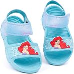 Disney The Little Mermaid Kids Sandals | Girls Ariel Sliders with Supportive Strap for Toddlers | Blue Slip-on Footwear