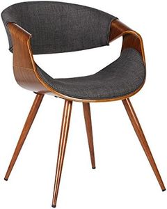 Armen Living Butterfly Dining Chair in Charcoal Fabric and Walnut Wood Finish