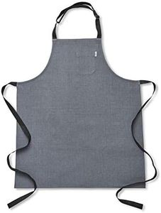 Solino Home Everyday Linen Apron for Men & Women - 100% Pure Linen Brown/Black Kitchen Apron with Front Pockets - Handcrafted from European Flax - 32" L x 27" W