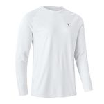 Rdruko Mens Quick Dry Long Sleeve Tops Breathable Running Sport Gym T Shirts UV Sun Protection Hiking Fishing Shirt White L