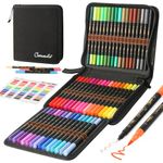 CAISEXILE 48 Color Duo Tip Pens, Fine Point Brush Coloring Art Markers & Journal Planer Pen Set for Adult Coloring Books Drawing Sketching Calligraphy Writing Note Taking