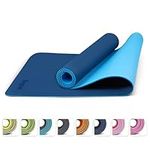 KEPLIN Yoga & Exercise Mat with Carry Strap, Large Non-Slip Comfortable Training & Workout Floor Mat for Home or Outdoor, Gym, Pilates, Gymnastics, HiiT, Stretching & Meditation (Navy & Light Blue)