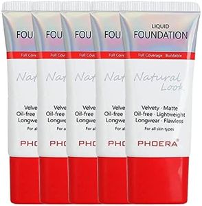 Glamza Phoera Foundation Full Coverage Makeup Set - 24hr Long Lasting Oil Control - Same Foundation Smarter Packaging - Inc x5 30ml Foundation & Silicone Blender Sponge (102 Nude)