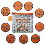 Big Bag of Fucks to Give Zipper Pouch - Fucks to Give Gag Gift, 9/17pcs Embroidery Fucks to Give Coins, Jar of Fucks to Give, Stress Relief Gadgets Funny Gifts for Friends Coworkers (Orange-9PCS)