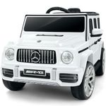ELEMARA Licensed Mercedes Benz AMG G63 Electric Car for Kids, Battery Powered Ride on toys W/Parents Control,G Wagon Ride On Truck Toy,Spring Suspension,Bluetooth,Flickering Lights/LED Lights, White