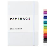 Paperage Journal Blank Page Notebook, Hard Cover, Medium 5.7 x 8 inches, 100 GSM Thick Paper (White, Plain)