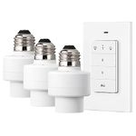 DEWENWILS Remote Control Light Socket, Wireless Light Switch for Pull Chain Light Lamp Fixtures, 100FT Range, No Wiring Needed, ETL Listed(1 Wall Mounted Controller+3 Socket, Shorter Version)