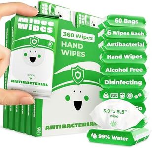 Impossibly Compact Travel Antibacterial Wipes Hand Sanitizer - 99% Water and Aloe - Safe for Sensitive Skin, Hand Wipes - Travel Essentials For Adults & Kids, 60 Pack Total 360 Wipes