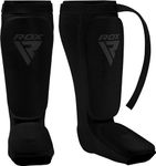 RDX Shin Guards Kickboxing Muay Thai, SATRA Approved, MMA Leg Instep Protection Pads, Sparring Training Martial Arts Boxing, Elasticated Padded Protector, karate BJJ Taekwondo Gear