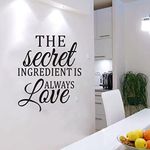 Dining Room Wall Decor, Kitchen Wall Stickers, (Easy to Apply), Wall Decals Vinyl Art Quotes Decorations Family Inspirational, Dinner Room Table Motivational Bedroom Farmhouse Coffee Eat Made Bless Meals Positive Poster Home Life Sayings Sign Words, The Secret Ingredient Is Always Love 15"X18"