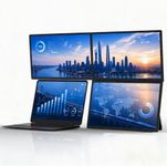 GWSGUT 18.5'' Laptop Screen Extender Portable Monitor, Triple Portable Monitor, 1 Cable for 3 Screens Quad Monitor, FHD 1080P Built-in Stand Compatible with Windows Mac (Driver Need)