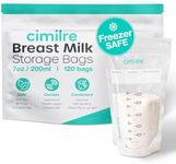 Breast Milk Storage Bags by Cimilre, Leak-Proof Breastmilk Storage Bags, Freeze Flat or Standing, 7 oz. Bags (120 Pack)