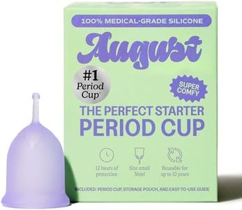 August Period Cup for Women - 36 mL Capacity, 8-12h Protection, Flexible, Soft Silicone Menstrual Cups with Cotton-Sateen Pouch, Reusable and Beginner-Friendly with Easy Step-by-Step Guide