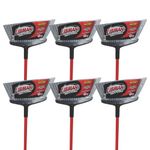 Libman Commercial 1102 Rough Surface Angle Broom, Steel Handle, 15" Wide, Red Handle and Gray Bristles (Pack of 6)