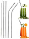 MAXXOX Straw Stainless Steel Straw for Kids and Adults Reusable Metal Straw Set with Cleaning Brush Long Steel Straws for Drinking Juice & Drinks Reusable Straw Pipe - (2-Straight, 2-Bend, 1-Brush)