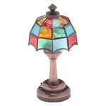 Mini Dollhouse Table Accent Tiffany lamp, LED Miniature Lighting for Dolls House Decor, Functional Light Accessories