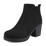 DREAM PAIRS Women's Chunky Heel Ankle Boots Chelsea Ladies Booties Slip-on Shoes,Size 10,Black,ZOEY-1