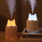 YUCHAO WONDER Mini Humidifier-Cute Cat Mist Humidifier for Kids Bedroom, Small Ultrasonic humidifier for Home Car Office with USB 2 LED Colors, Waterless Auto Shutoff, Quiet 300ml (White)