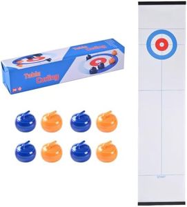 IGreis Table Curling Game, Tabletop Games for Adults Friends Families Play - 47 inch Mat for Indoor Outdoor Party Fun Games
