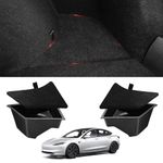 BASENOR 2024 Tesla Model 3 Trunk Organizer Waterproof Rear Trunk Storage Bins Side Box with Carpeted Lip Model 3 Accessories Highland Set of 2