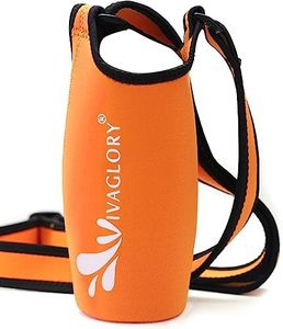 VIVAGLOR Water Bottle Carrier, Lightweight Comfortable Neoprene Water Bottle Holder Bag for Daily Walking, Hiking and Other Outdoor Activities, Fits 3.2"-4.0" Diameter Bottles, Orange