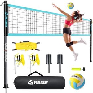 20FT Portable Outdoor Volleyball Net Set for Backyard with Anti-Sag | Metal Ground Stakes & Pole Spikes for Stability, Rust-Resistant Steel Poles, Easy Setup, 3 Adjustable Heights, Carry Bag