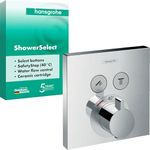 hansgrohe ShowerSelect - thermostat conceiled, bathroom tap with safety stop at 40 °C, thermostat square, mixer tap for 2 functions, chrome, 15763000