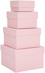 Stockroom Plus 4 Pack Square Nesting Gift Boxes, Decorative Boxes with Lids in 4 Assorted Sizes for Wedding Reception, Bridal Shower, Baby Shower, Anniversary, Birthday Party Goodie Boxes (Pink)