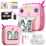 Skirfy Instant Camera for Kids With 32G TF Card, 3 Roll Print Paper, 48MP Digital Camera, Dual Lens - Birthday Gifts for Girls and Toddlers