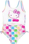 Hello Kitty Rainbow Big Girls UPF 50+ One Piece Bathing Suit Checkered 14-16