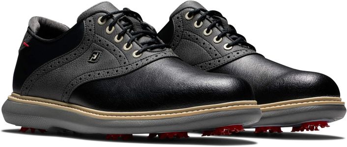 FootJoy Traditions Men’s Golf Shoes, Black – UK 9.5 Wide Fit