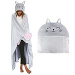 Shoppawhile Cat Gifts for Women Wearable Hooded Blanket Soft Cute Warm Fluffy Gifts for Cat Lovers Hooded Blanket 59 * 51 inch Cat Lover Gifts