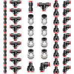 Pronese 48 Pcs Quick Release Plastic Pneumatic Air Line Fittings, 8mm Straight/Elbow/T/Y Push Connectors, G1/4 8mm, G1/8 8mm Push to Connect Fittings Kit