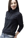 Popster Women's Fleece Turtle Neck Sweatshirt (POP0118230_Blue