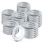 WCIC 32PCS Curtain Grommet Kit 40mm Plastic Curtain Grommets DIY Nanoscale Silencing Roman Rings for Curtain Rod Matte Silver