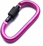 Aluminum Alloy D-Ring Locking Carabiner Clip Keychain Hook Clips Locking Carabiner Hiking Clips with Screw Gate Lock Heavy Duty for Outdoor, Camping, Hiking, Traveling, Fishing, Backpack（Rose Red）